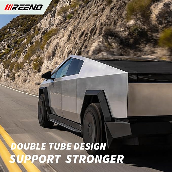 Heavy-Duty Running Boards for 2024 2025 Tesla Cybertruck, Side Steps with Mounting Brackets, Textured Black, No Drilling