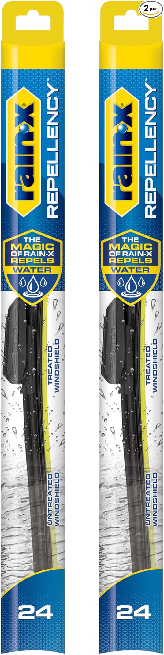 Rain-X 810364 Repellency Water Repellent Wiper Blades, 24" Windshield Wipers (Pack of 2) New & Improved Version of Latitude [Amazon Exclusive]