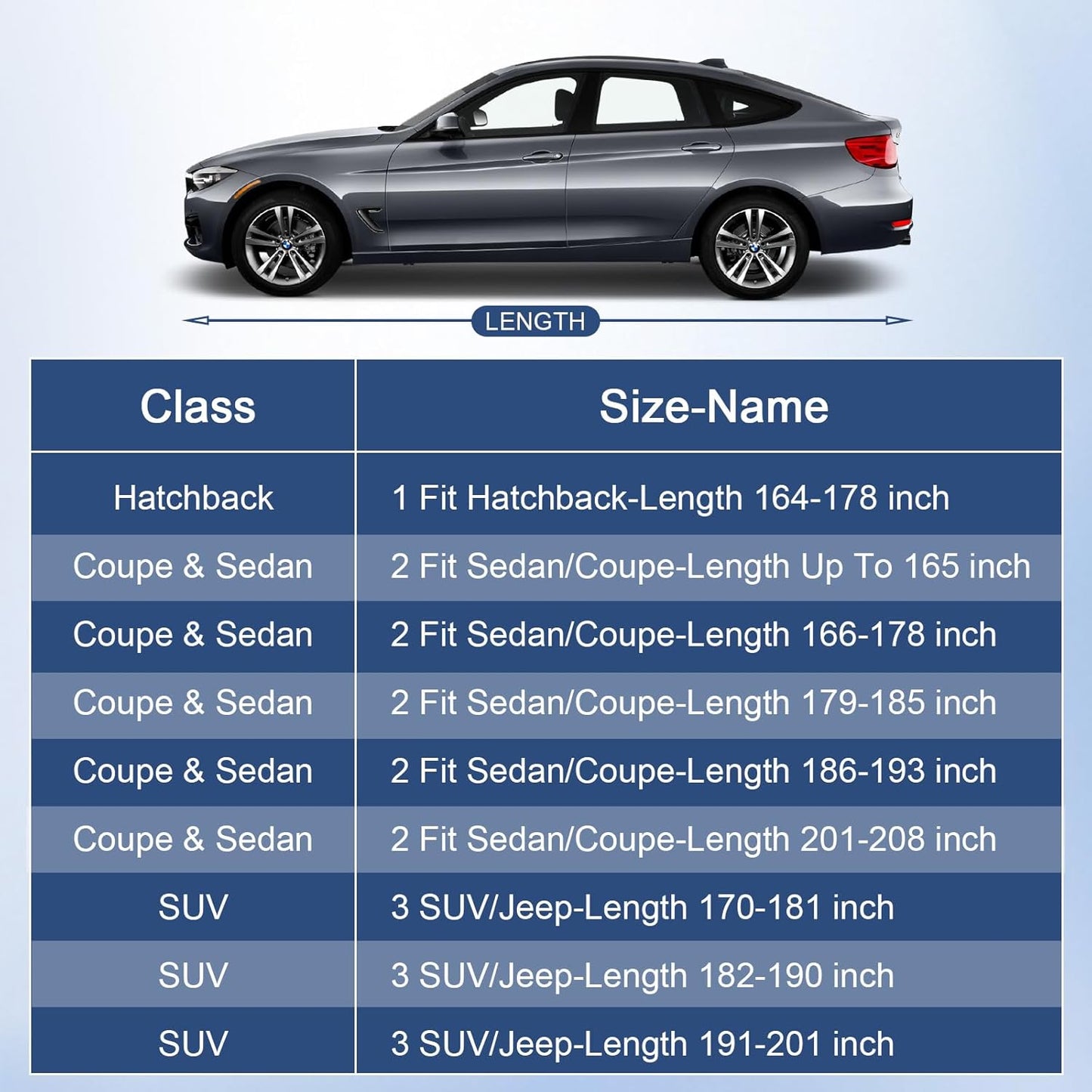 Car Cover Waterproof All Weather for Automobiles, Full Exterior Covers for Hatchback (163-178 inch) Universal Fit for Toyota Corolla, Mazda 3, etc. Rain Winter Sun Snow Protection.