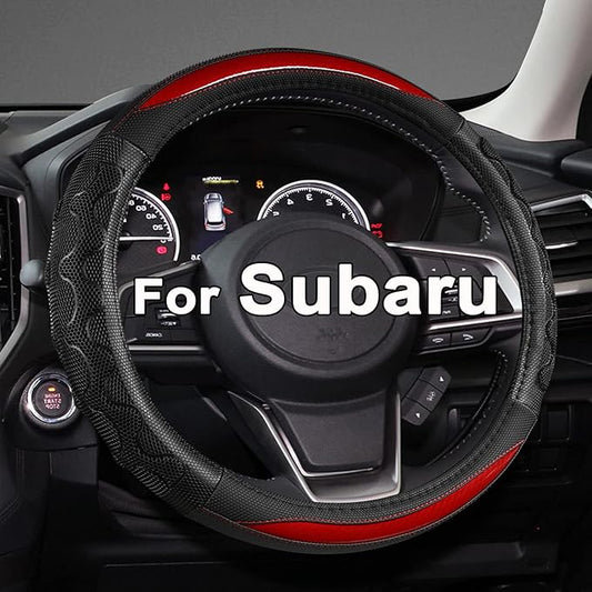 GIANT PANDA Steering Wheel Cover for Subaru Forester, Car Steering Wheel Cover for Subaru Outback and Crosstrek - Red
