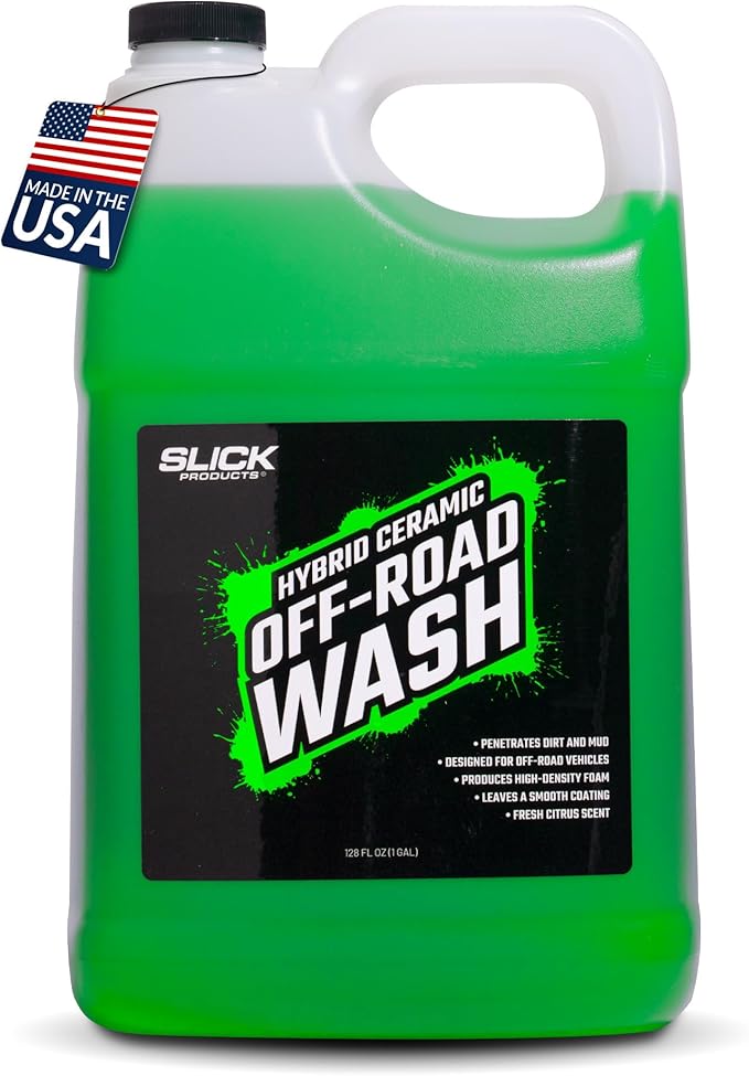 Slick Products Total Off-Road Wash Super Concentrate – Thick Foaming Car Wash Soap with Hybrid-Ceramic Formula for Dirt Bikes ATV UTV Trucks Jeeps and More – Foam Cannon Ready – 128 oz