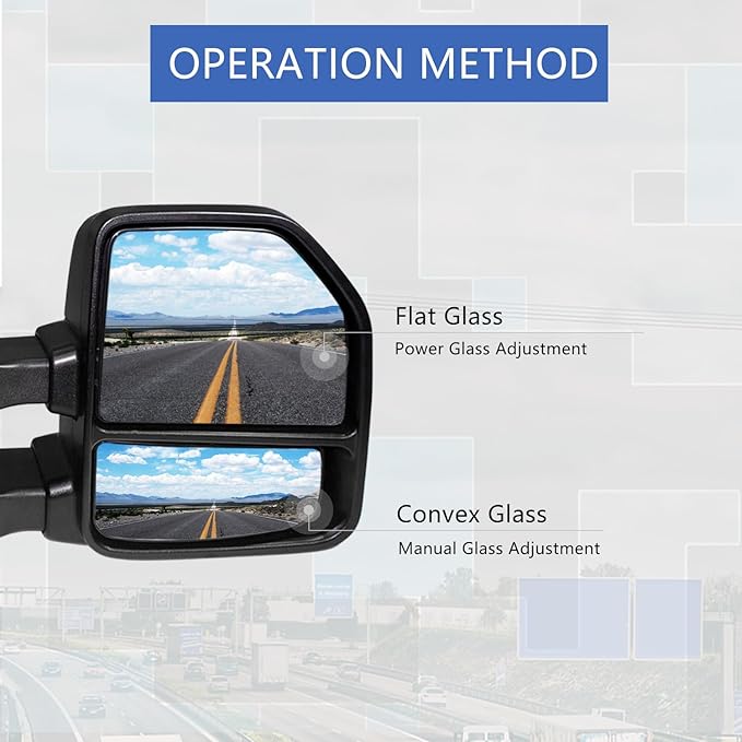 Towing Mirrors fit for 2015 2016 2017 2019 2020 Ford F150 Pickup Truck Power Heated Turn Signal Light Temperature Sensor Black Housing Pair Set