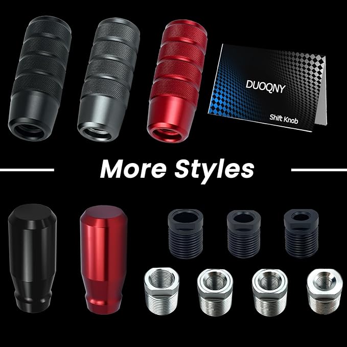 3.78" Weighted Shift Knob with 4 Alloy Adapters, Aluminum Alloy Gear Shifter Knobs Perfect for 4, 5, 6-Speed Manual and Automatic Cars, Universal Fit Most Vehicle (Black)