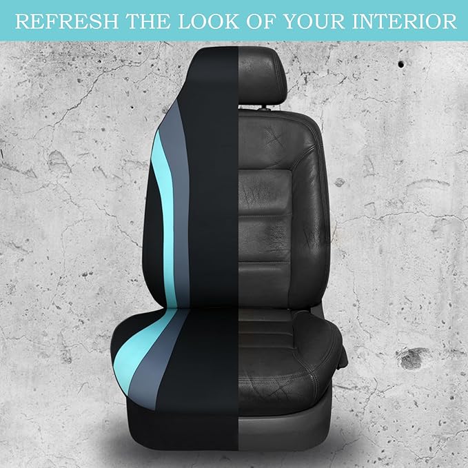 CAR PASS AquaShield Neoprene Waterproof Car Seat Covers Front Seats Only, High Back Bucket Seat Covers,Airbag Compatible,Seat Covers for Women Girl, Universal Fit for Auto Truck Van SUV (Black Mint)