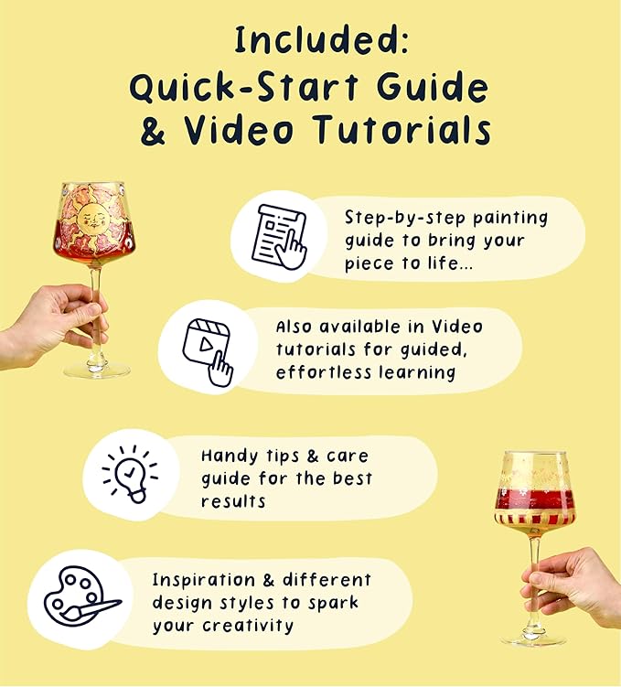 Pott’d Paintables Paint-a-Wine Glass Kit – DIY Glass Painting Kit for Adults with Wine Glasses, Enamel Paints, Brushes, Pens and Charms, Craft Kit for Adults, Perfect for Beginners