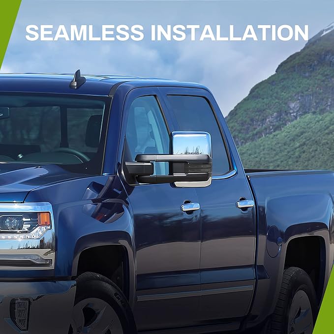 AUTOSAVER88 Towing Mirrors Compatible with 2014-2018 Chevy Silverado GMC Sierra 1500, 2015-2018 Silverado/Sierra 2500HD 3500HD Pickup, Tow Mirrors with Power Heated Turn Signal Light LH+RH Side Pair