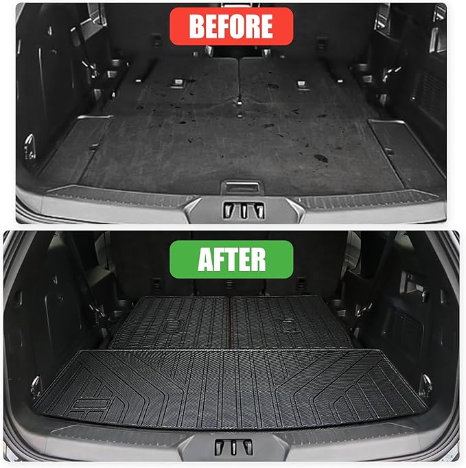 AUXKO All Weather Cargo Mats & Backrest Mat Fit for 2025 2024 Chevrolet Chevy Traverse (7&8 Seat Not for Limited) TPE Back Seat Protector Liner Accessory Odorless Black