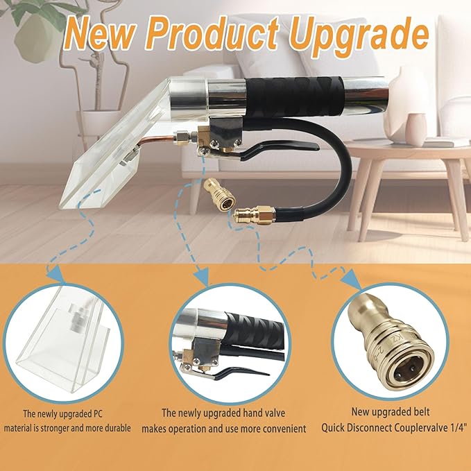Carpet Extractor Wand with 1/4"Quick Disconnect Coupler Valve for Shop Vac/Mytee & Most upholstery vacuum extractor ,Upholstery Cleaning Tool for Carpet Cleaning/Car Detailing, Extractor Head