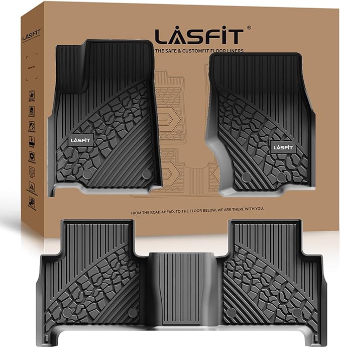 LASFIT Floor Mats for Jeep Grand Cherokee WL 2022-2025 5-Seat (Include 4xe, NOT for L) All Weather TPE Custom Fit Car Mats Floor Liners 1st & 2nd Row, Black