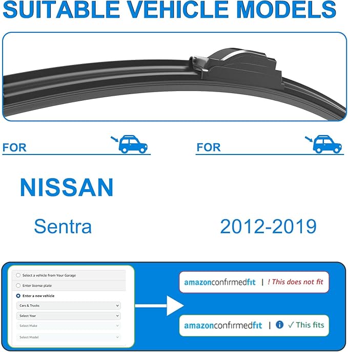 CJPPPZIW® Windshield Wipers-28 Inch+15 Inch Replacement for 2012 2013 2014 2015 2016 2017 2018 2019 Nissan Sentra Wiper Blades for My Car,Quality Front Windshield Wiper Blades(Set of 2)