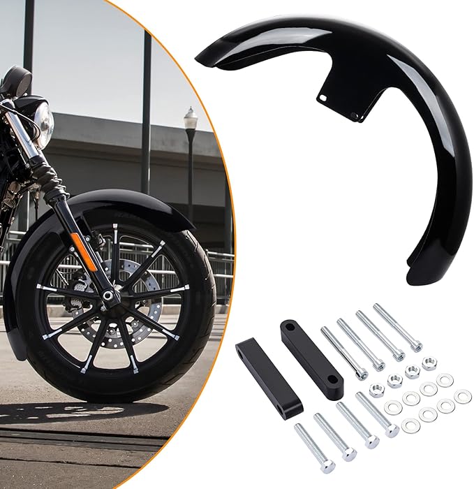 21 Inch Wheels Wrap Front Mudguard For Harley Davidson Touring Electra Road Street Glide Custom Baggers Road King motorcycle fender (Gloss Black A)