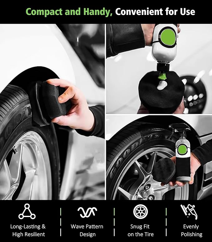 YeewayVeh 8PCS Wheel Brush Kit, Bendable Wheel Rim Cleaner Brush for All Wheel Spokes, Wheel Cleaning Brush Kit with Tire Brush, Rim Brush, Car Detailing Brush and Tire Shine Applicator, Green