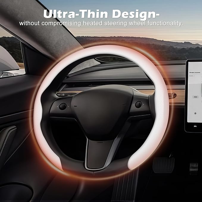 frani Nappa Leather Steering Wheel Cover, Universal 15 Inch Premium Non-Slip Steering Wheel Cover White