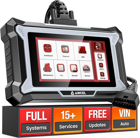 ANCEL DS200 Full System OBD2 Scanner with 15+ Reset Services - Oil/BMS/Brake Reset, DPF Regen, Injector Coding, ABS Bleeding, Free Lifetime Updates, Online Customer Service