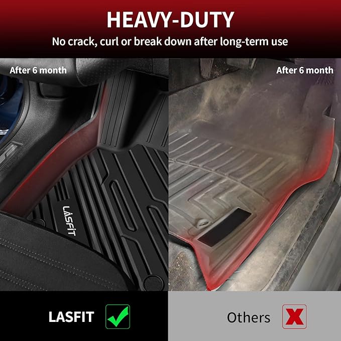 LASFIT Floor Mats for Ford Bronco Sport 2025 2024 2023 2022 2021 Carpeted Floor All Weather Protector Custom Fit TPE Car Liners, 1st & 2nd Row 3pcs Black