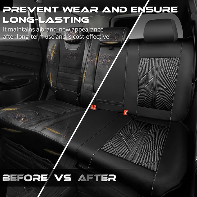 CAR PASS 3D Neoprene Back Seat Cover, Waterproof Rear Seat Covers Universal Fit for Cars Sedans Trucks Vans and SUVs, Black