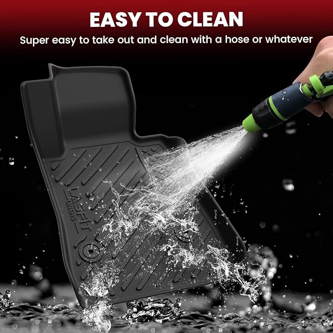 LASFIT Floor Mats for Chevrolet Chevy Camaro 2016-2024 Car Floor Mats, All Weather TPE Custom Fit Floor Mats for Cars, 1st and 2nd Row Car Floor Liners for Camaro Accessories Black