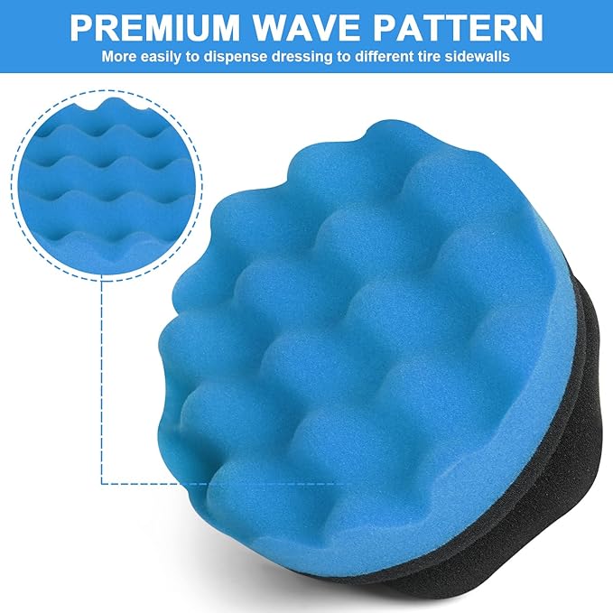2 Pack Large Tire Shine Applicator Pad, Tire Hex Grip Applicator, Reusable Car Cleaning Supplies After Car Wash