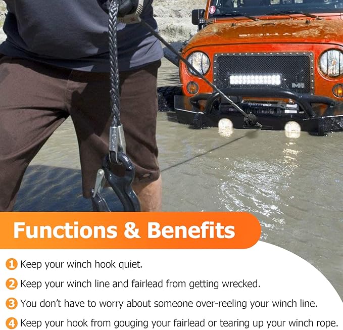 WeiSen 4500lb 12V ATV UTV Electric Winch Kit w/ 1/4" Synthetic Line, Winch Roller Fairlead & Link Stopper for Off Road Trailer Towing