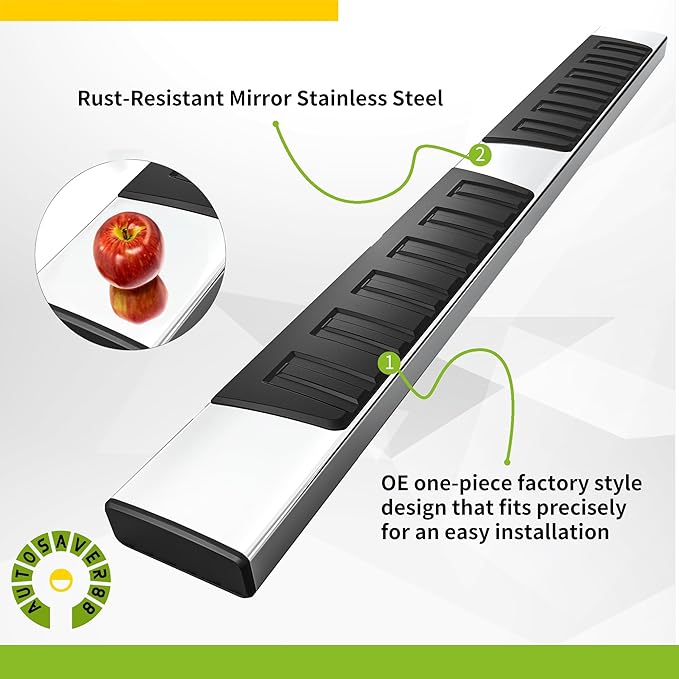 AUTOSAVER88 Running Boards Compatible with 2009-2018 Dodge Ram 1500 Crew Cab, 2019-2024 1500 Classic, 2010-2025 Ram 2500/3500, Stainless Steel Side Step Nerf Bars Side Bars