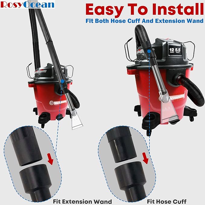 Universal Compatible with All Shop Vacs Extractor Attachment with 2-1/2" & 1-7/8" & 1-1/4" Three Adapters Auto Detailing Vacuum Head Extraction Accessories for Upholstery & Carpet Cleaning