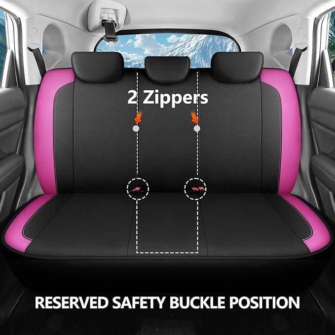 Seat Covers Neoprene Waterproof, Premium Cloth Car seat Covers Full Set, Composite EVA, Airbag Compatible, Universal Fit Automotive Seat Covers for Most Cars,Trucks,SUVs((Black Pink 816)