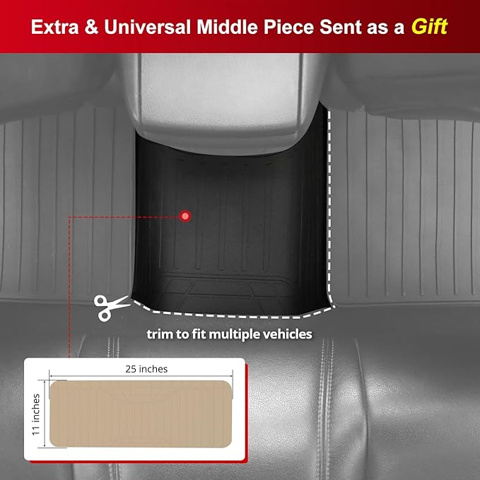 IKON MOTORSPORTS, Custom Fit Floor Mats Compatible with 2008-2015 Chevrolet Cruze, 16 Cruze Limited, Latex Rubber Heavy Duty All Weather Season Car Auto Front Rear Carpets Liner 5PCS Beige