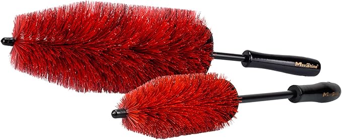 Maxshine Wheel & Rim Brush Set (10" & 6") - Quick, Safe & Efficient for Cleaning Wheels, Rims, Exhaust, Tires, Engine Bays -Suitable for Cars, Trucks & SUVs - PP-Short Handle Car (Kit)