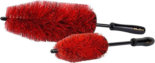 Maxshine Wheel & Rim Brush Set (10" & 6") - Quick, Safe & Efficient for Cleaning Wheels, Rims, Exhaust, Tires, Engine Bays -Suitable for Cars, Trucks & SUVs - PP-Short Handle Car (Kit)