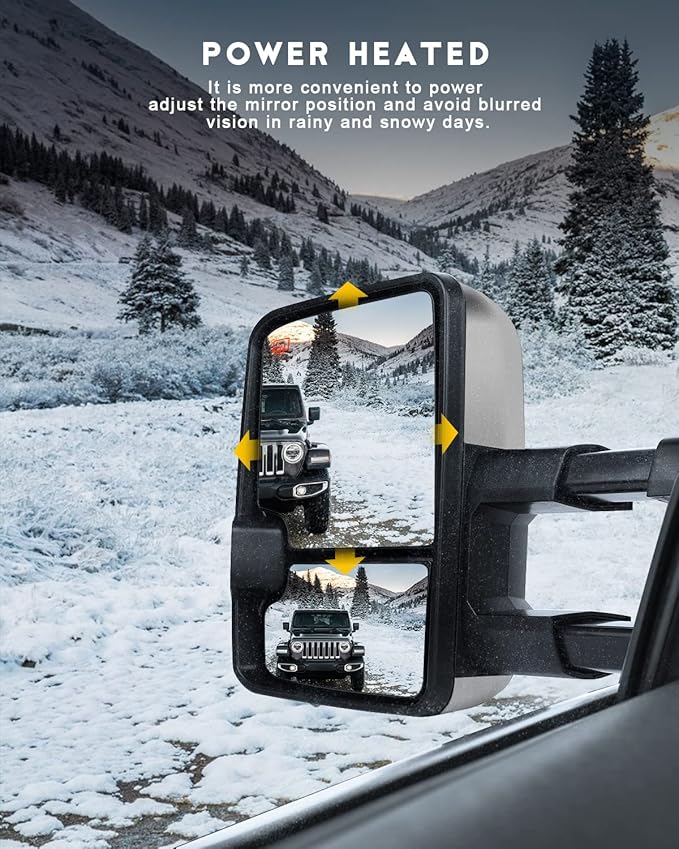 OCPTY Towing Mirror Fit For Chevy Silverado GMC Serria-Variantion 20250604 (2014-2020 Chrome Chevy/GMC-Power Heated)