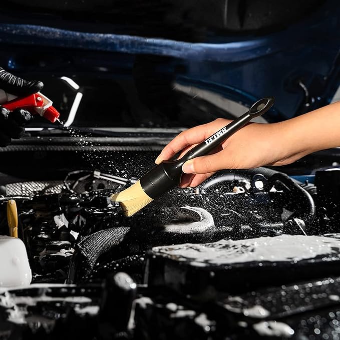 3pcs Car Detailing Brushes Set,Boars Hair Auto Car Detail Brush Kit No Scratch, Car Detailing Kit for Clean Interior or Exterior, Wheels, Tires, Engine Bay, Leather Seats