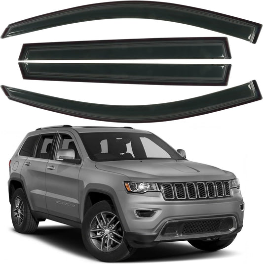Window Rain Guards Fit for 2014-2023 Jeep Cherokee, Outside Mount Vent Window Visors, Smoke Vent Shade Shield, Car Accessories 2015 2016 2017 2018 2019 2020 2021 2022, 4pcs