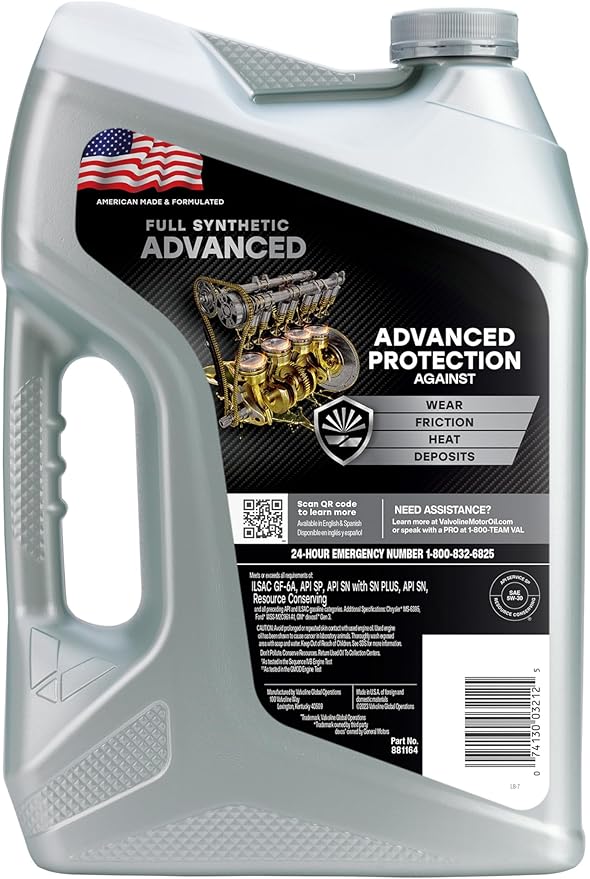 Valvoline Advanced Full Synthetic SAE 5W-30 Motor Oil 5 QT, Case of 3