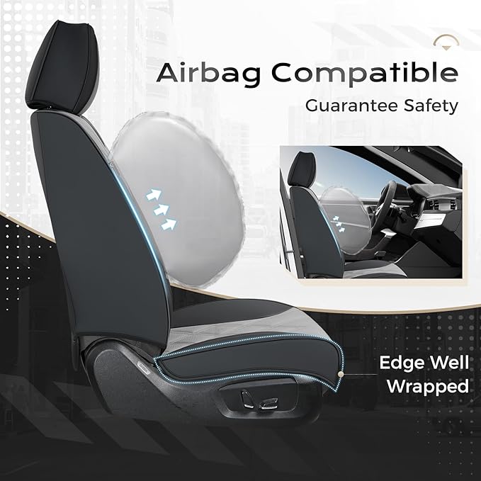 Coverado Car Seat Covers Full Set, Seat Covers for Cars, Front Seat Covers and Back Seat Cover Waterproof Leather Automotive Seat Cover, Universal Car Interior Protectors Cushion for Most Cars