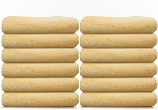 VPD Microfiber Coral Fleece Towels - Dark Yellow, Ultimate Car Drying Towels, Extra Large, Super Absorbent, Lint and Scratch Free, Perfect for Car Wax Polishing (12, 15.75" by 15.75")