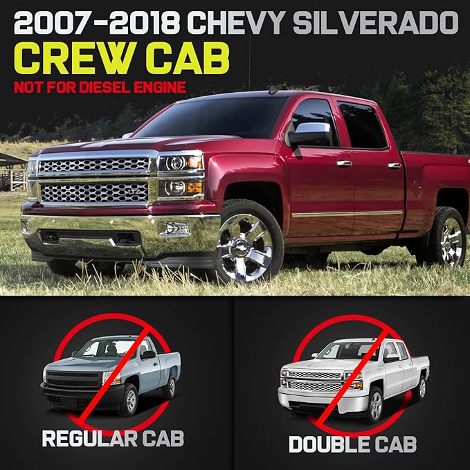 BINARY STAR Running Boards Compatible with 2007-2018 Chevy Silverado/GMC Sierra 1500 Crew Cab, 07-19 Silverado/Sierra 2500HD 3500HD. Drop Down Silverado Side Steps Step Bars Nerf Bars Carbon Steel.