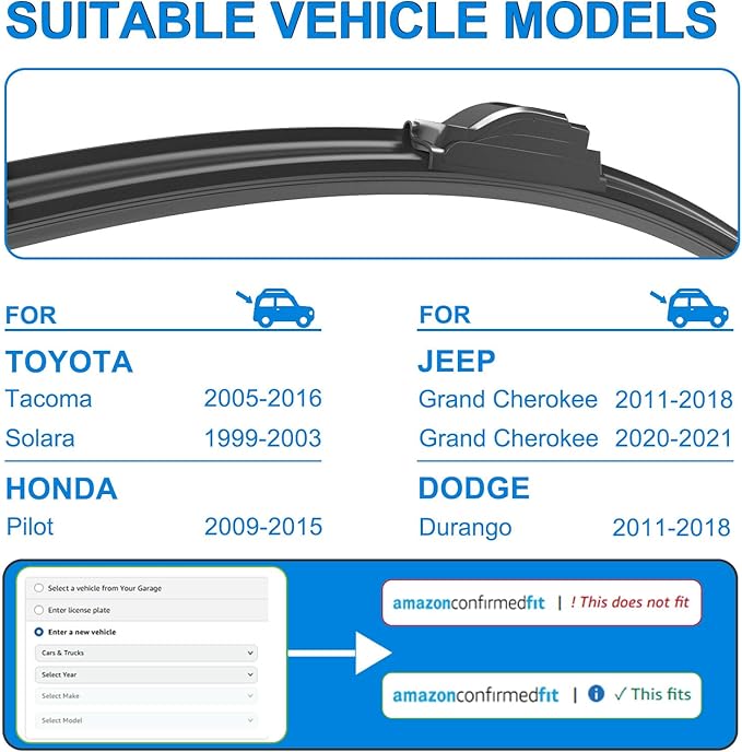 CJPPPZIW® Windshield Wipers-22 Inch+21 Inch Replacement for 2006 2007 2008 2009 2010 2011 2012 2013 2014 2015 2016 Toyota Tacoma Wiper Blades for My Car,Quality Front Windshield Wiper Blades(Set of 2)