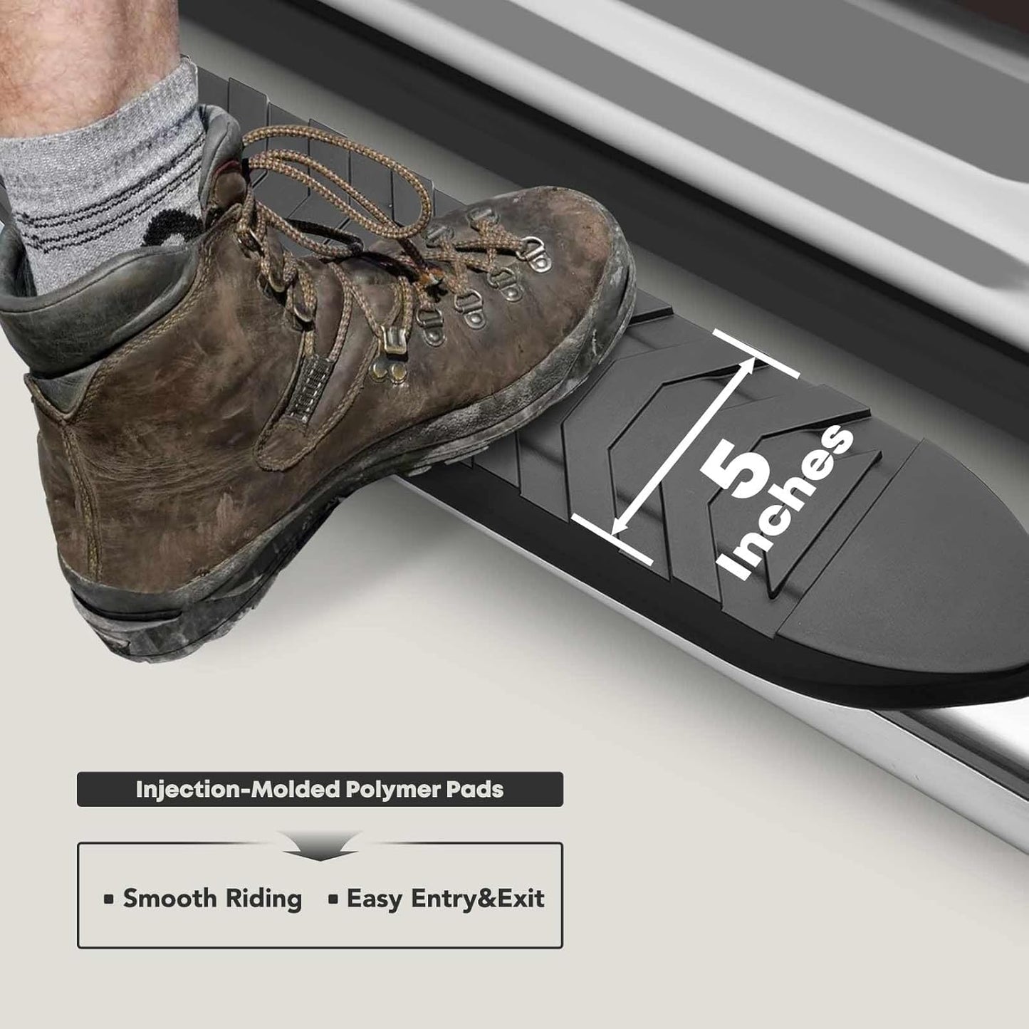 YHTAUTO 5 Inch Running Boards Side Step Bars Fit for 2019-2024 Chevy Silverado & GMC Sierra 1500/2500 HD/3500 HD - Crew Cab (6.5' Standard Bed Only), 304 Stainless Steel Oval Bent Truck Step Rails