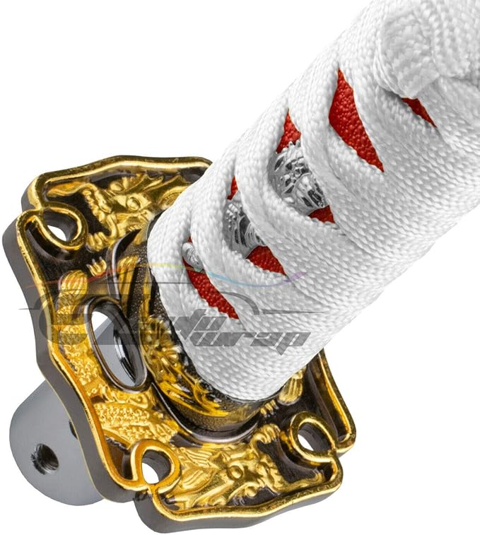 EZAUTO WRAP 10cm White Red Shift Knob Samurai Sword Alloy Katana with Adapter Universal