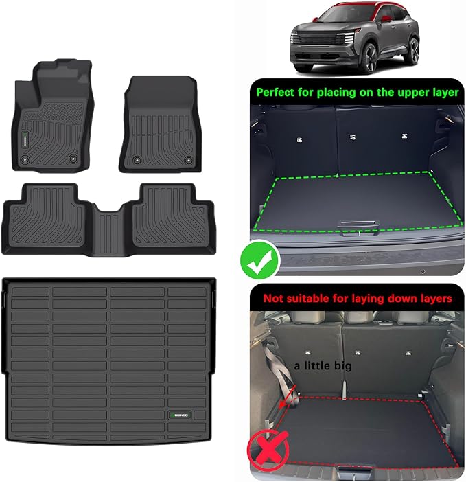 ANBINGO®-Floor Mats & Cargo Liner for Nissan Kicks 2025 2026 SR/SV (Only fit Upper Cargo Deck),Car Mats for Nissan Kicks Floor Mats All Weather Protection TPE Full Set 2025 2026 Kicks Accessories