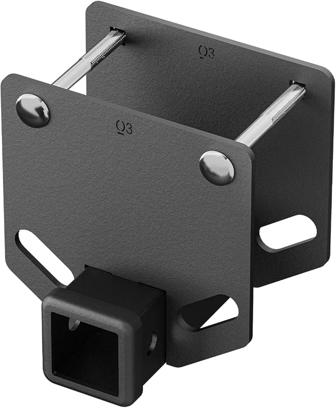 RV Bumper 2 inch Trailer Hitch Receiver Fits 4" x 4" Square Rear Bumper Beams, 3500 LBS Capacity Tow Towing Hitch Adapter Openning for Bike Racks Ball Mounts Cargo Carrier RV Tire Carrier