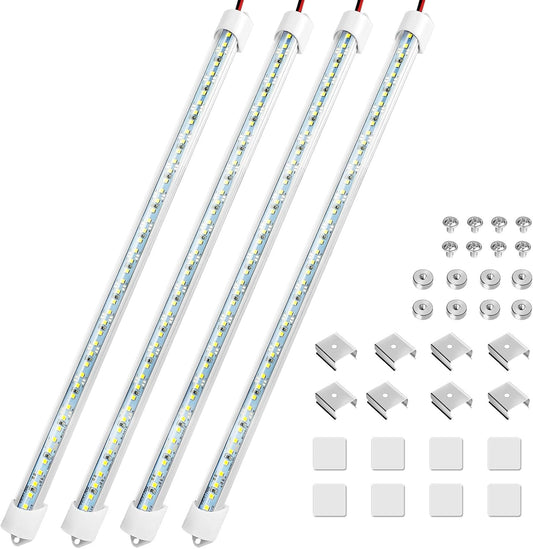 Linkstyle 4PCS 12V LED Interior Light Bar, 192LEDs 12V LED Light Strip with Switch, 6500K Slim Car Interior Lights for Car Truck RV Boat Cabinet