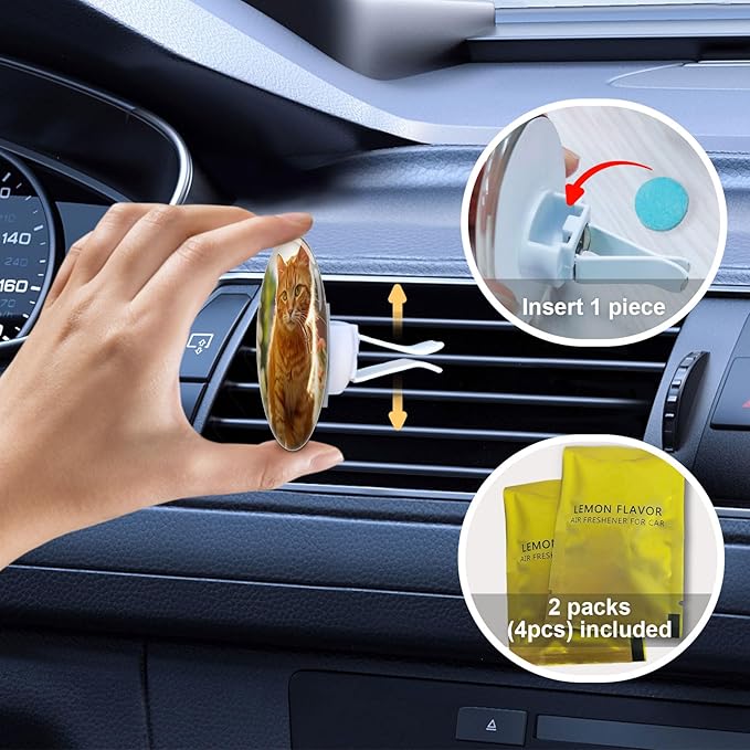Personalized Car Air Vent Clip Pack of 2 with Your Photo and Text,Custom Different Scents Car Air Vent Clip,Interior Decoration,Decorative Accessories