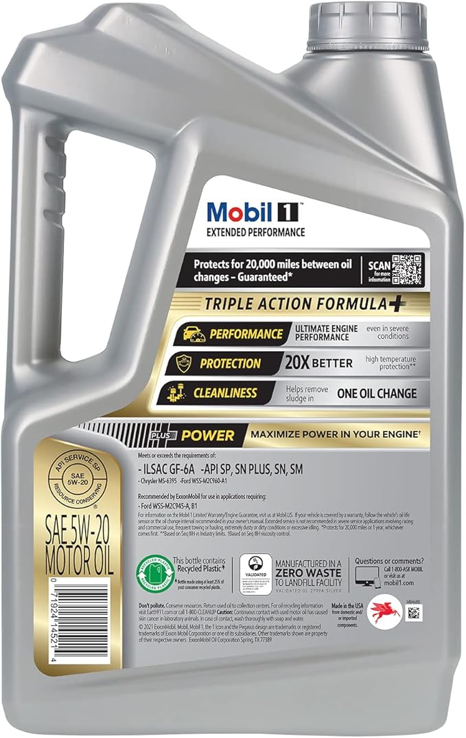 Mobil 1 Extended Performance Full Synthetic Motor Oil 5W-20, 5 Quart