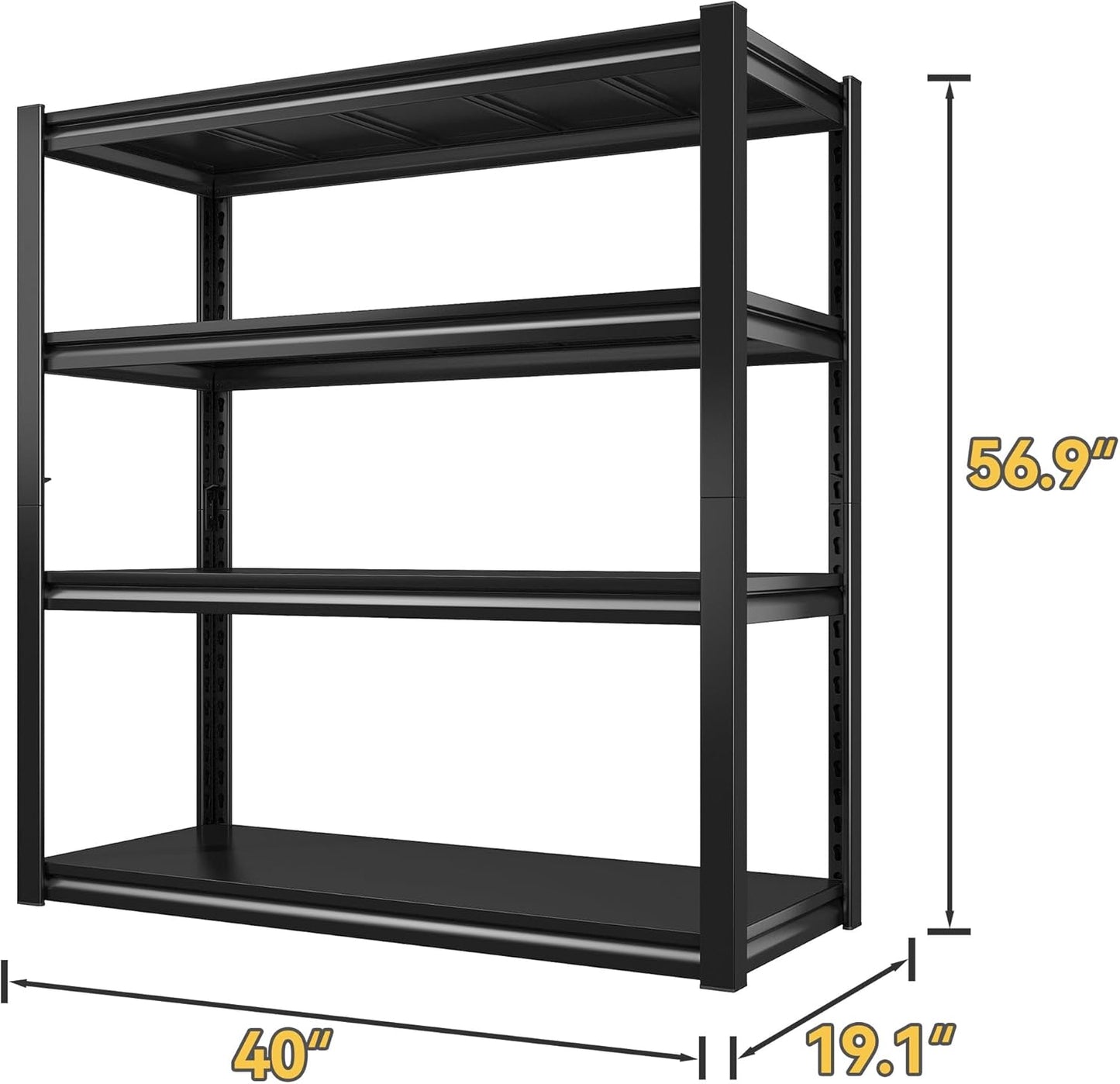 Raybee 40" W Garage Shelving Heavy Duty Storage Shelves 56.9" H Metal Shelving Heavy Duty Load 1600LBS Adjustable Metal Shelves for Storage for Pantry Kitchen 40" W x 19.1" D x 56.9" H 2 Pack