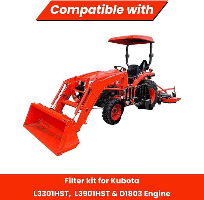 Tractors maintenance kit Oil, Fuel, Air & Hydraulic Filter Compatible with Kubota L3301HST & L3901HST with D1803 Engine Replaces TC620-93230 HH164-32430 TC422-82620 HHK70-14070 1J800-43170