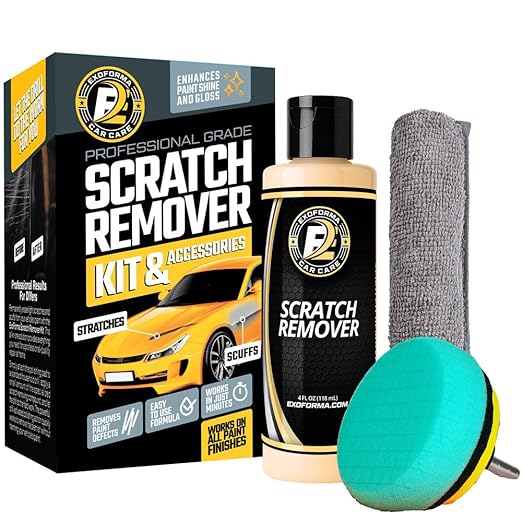 ExoForma Car Scratch Remover Kit for Scratches & Swirls - Paint Correction System with Drill Attachment, Polishing Pad & Microfiber Towel - Restores Color, Gloss, and Shine - for All Paint Finishes