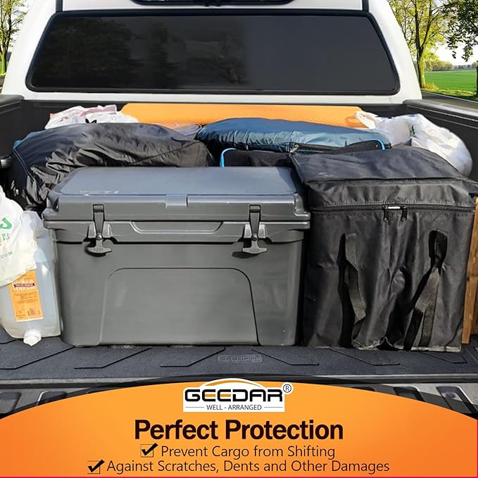 GEEDAR Heavy Duty Rubber Bed Mat for Toyota Tundra 5.5 ft Bed Liner, 2022 2023 2024 2025 Tundra Bed Mat, All Weather 5.5 ft Bed Mat for Toyouta Tundra Accessories, Black