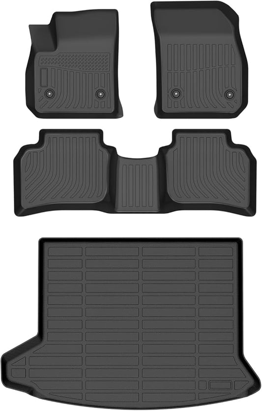 Floor Mats & Cargo Liner for Cadillac XT4 2019-2025, All Weather Automotive TPE Floor Liners Set Waterproof Accessories Black