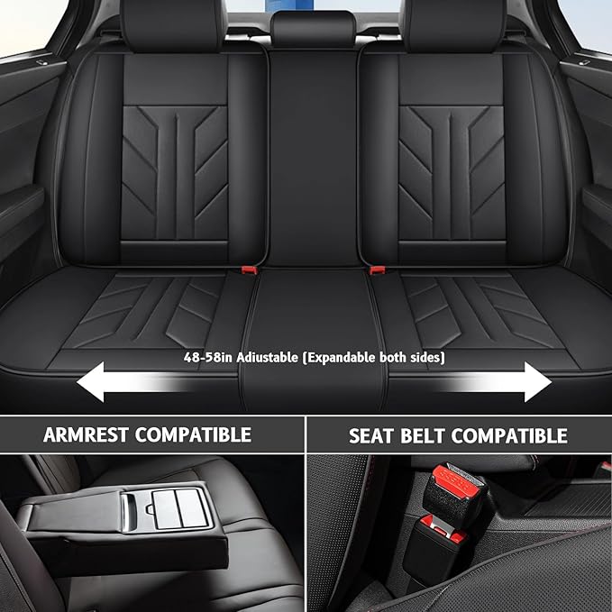 Car Seat Covers Front Seats Leather Car Seat Covers Durable Waterproof Luxury Universal Protective Interior Covers for SUV Pick-up Most Cars Trucks (Black)